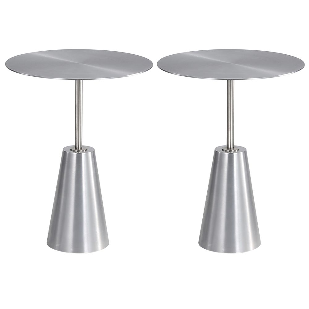 Mid-Century Metal Pedestal End Table Round Side End Table for Living Room