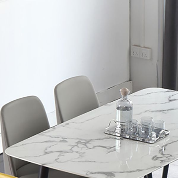 Mesa de comedor rectangular Mid-Century Mesa de comedor de piedra con 4 patas