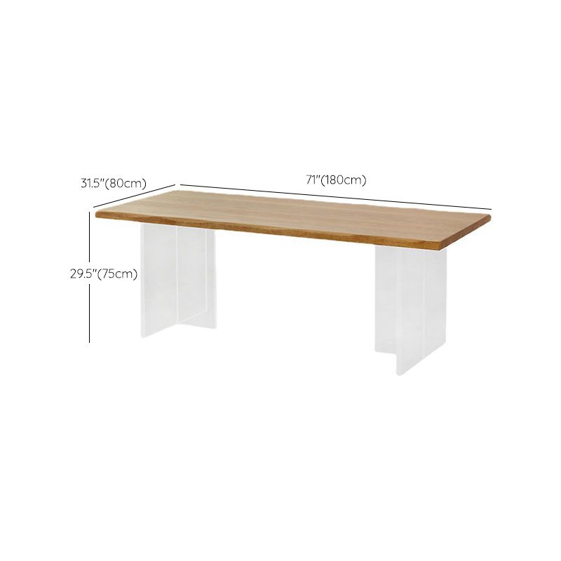 Rectangle Acrylic Base Dining Table Modern Pine Wood Table for Dining Room