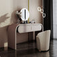 Glam Vanity Set Mirror 1 Drawers Leather Gray Standing Make-up Vanity