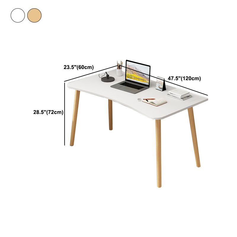 Modern White and Brown Office Desk Parsons Wooden Curved Writing Desk for Bedroom Clearhalo 'furn' 'furn_office_desk' 'Furniture' 'Office Desks' 'Office Furniture' 'office_desk' 1200x1200_fb97a245-0326-4c68-ad49-1ffc95cfe48c