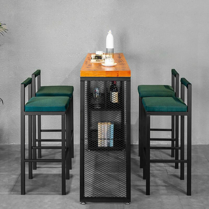 Industrial Rectangle Bar Set 1/3/5 Pieces Pine Wood Top Pub Table Set for Small Places Clearhalo 'Bar Furniture' 'furn' 'furn_home_bar_bar_sets' 'Furniture' 'Home Bars & Bar Sets' 'home_bar_bar_sets' 'Kitchen & Dining Furniture' 1200x1200_fb996dd3-15a2-4279-8d6f-71e05b34e26f