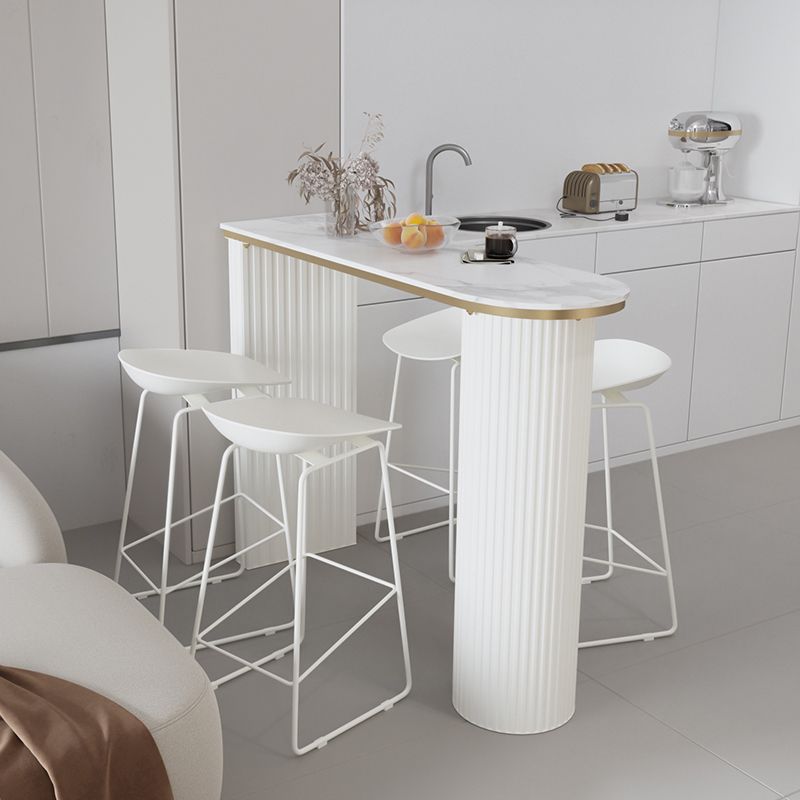 Stone Bar Dining Table Modern Oval Bar Table with Double Pedestal for Kitchen Dining Room Clearhalo 'Bar Furniture' 'Bar Tables' 'bar_tables' 'furn' 'furn_bar_tables' 'Furniture' 'furniture_bar_tables' 'Kitchen & Dining Furniture' 1200x1200_fb9a425e-3aa5-49ed-aa73-036e4b81f06b