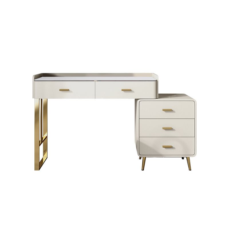 5 Schubladen Make -up Tisch Schreibtisch Eitelkeit Stein Top Dresser in Weiß