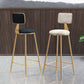 Nordic Armless Backrest Counter Stool Iron Cafe Bar Stool with Pedal and Velvet Cushion Clearhalo 'Bar Furniture' 'Bar Stools' 'bar_stools' 'furn' 'furn_bar_stools' 'Furniture' 'furniture_bar_stools' 'Kitchen & Dining Furniture' 1200x1200_fb9c94a2-cf14-4eec-a6fc-c3a7a9731ea5