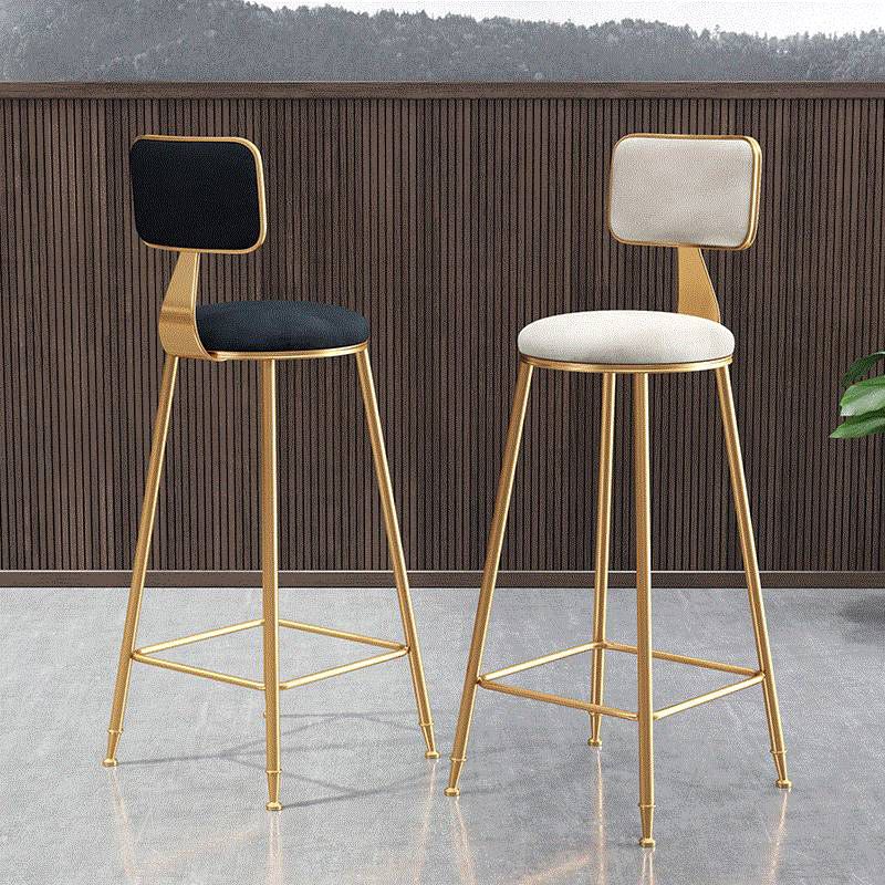 Nordic Armless Backrest Counter Stool Iron Cafe Bar Stool with Pedal and Velvet Cushion Clearhalo 'Bar Furniture' 'Bar Stools' 'bar_stools' 'furn' 'furn_bar_stools' 'Furniture' 'furniture_bar_stools' 'Kitchen & Dining Furniture' 1200x1200_fb9c94a2-cf14-4eec-a6fc-c3a7a9731ea5