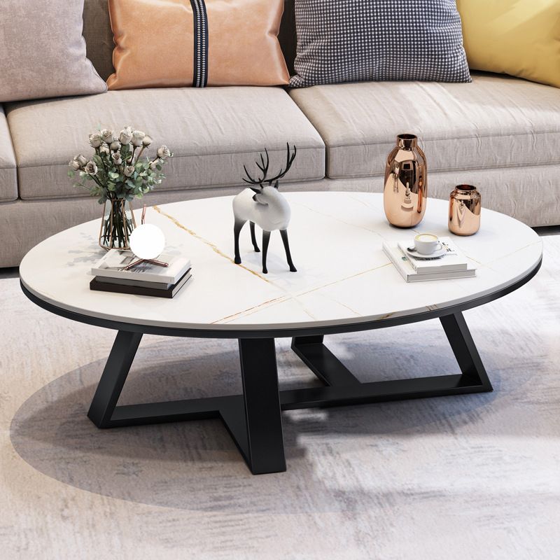 Slate Oval Coffee Table Minimalist Coffee Table for Living Room Clearhalo 'Coffee & Accent Tables' 'Coffee Tables' 'coffee_tables' 'furn' 'furn_coffee_tables' 'Furniture' 'Living Room Furniture' 1200x1200_fb9d733e-f75e-4964-a991-dab563d98132