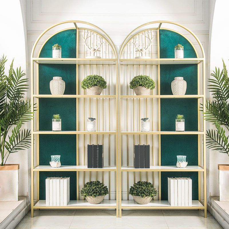 Metal Modern Style Bookcase Gold Frame Bookshelf for Home Office Use