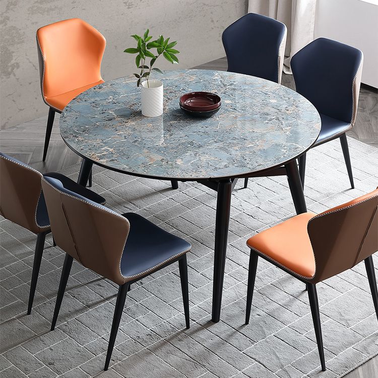 Modern Scalable Dinette Set 1/4/5/7 Pieces Round Blue Sintered Stone Top Dining Table Set Clearhalo 'Dining Room Sets' 'Dining Tables & Seating' 'dining_room_set' 'furn' 'furn_dining_room_set' 'Furniture' 'Kitchen & Dining Furniture' 1200x1200_fb9eb6a8-68ee-4e7b-a812-7cba11227c54