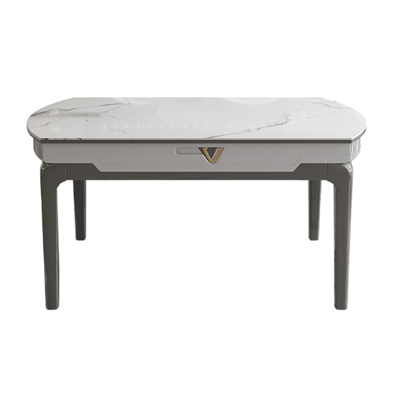 Modern Extendable Dining Table White Round Stone Tabletop for Home Clearhalo 'Dining Tables & Seating' 'Dining Tables' 'dining_table' 'furn' 'furn_dining_table' 'Furniture' 'Kitchen & Dining Furniture' 1200x1200_fba04dc0-d8d3-4a38-84dd-b9439b07fec4