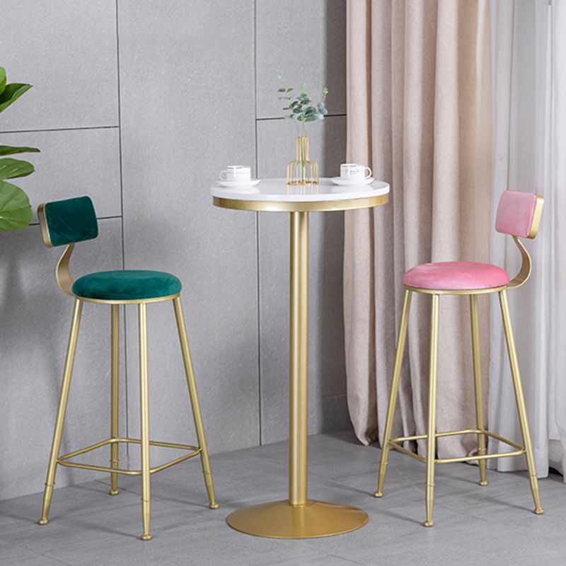 Glam Armless Backrest Counter Stool Iron Milk Tea Shop Bar Stool with Velvet Cushion Clearhalo 'Bar Furniture' 'Bar Stools' 'bar_stools' 'furn' 'furn_bar_stools' 'furniture_bar_stools' 'Kitchen & Dining Furniture' 'kitchen&dining_furn' 'kitchen' 'kitchen_furn' Furniture' 1200x1200_fba2b4ec-f328-498b-ab71-ddc61d55519e