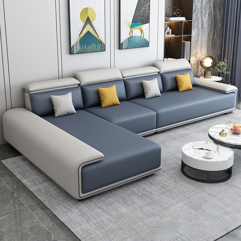 30.3"H Modern Faux Leather Square Arm Sofa & Chaise for Living Room Clearhalo 'furn' 'furn_sectionals' 'Furniture' 'Living Room Furniture' 'Sectionals' 1200x1200_fba2b557-7a3e-4fea-8d68-87da4ce295a3