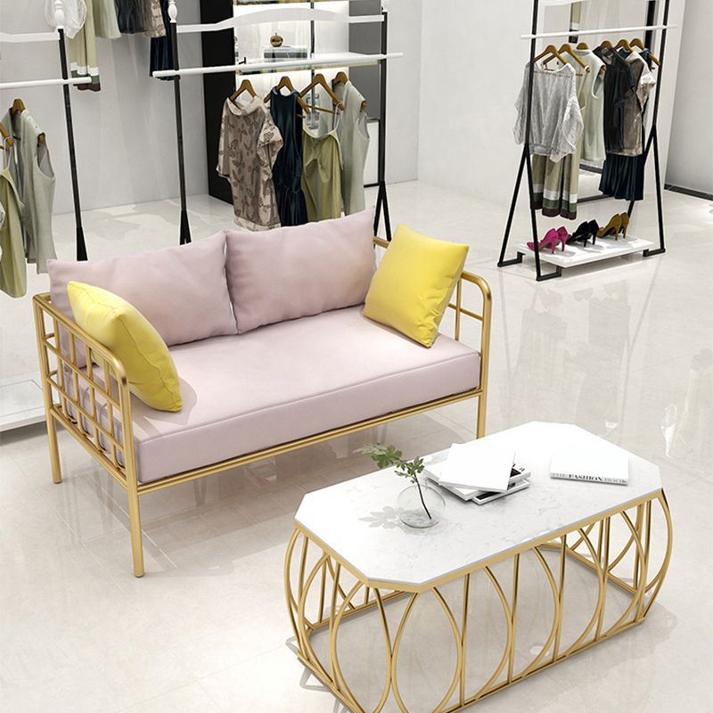 Zeitgenössischer Metallrahmen Samt quadratische Armsofa für Wohnzimmer