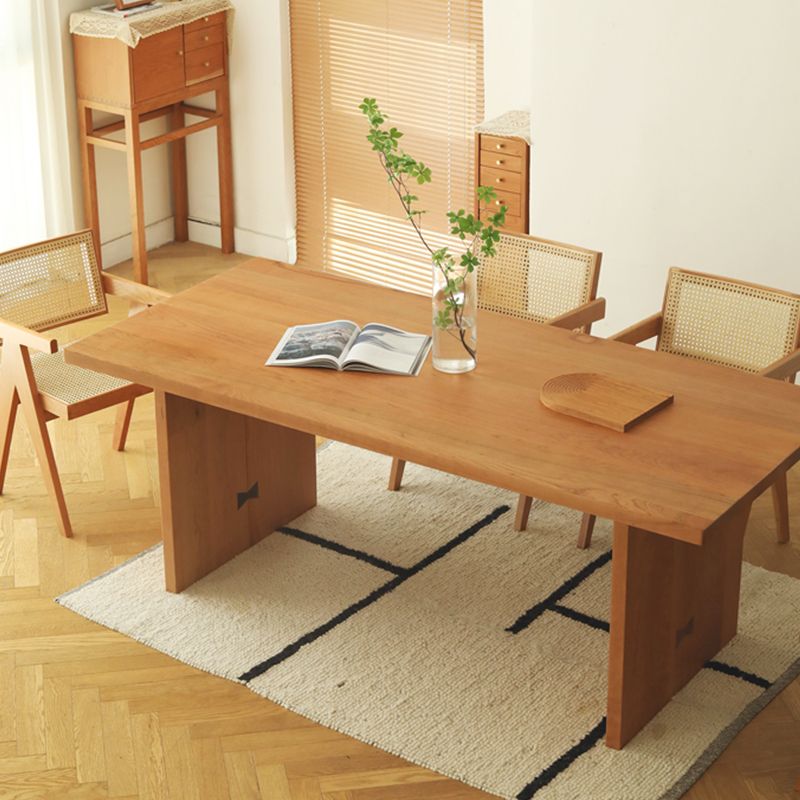 Modern Pine Wood Dining Table with Double Pedestal Base Table for Dining Room