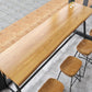 Table de pub à base noire, plateau en bois massif, à hauteur de bar, pour utilisation sur patio