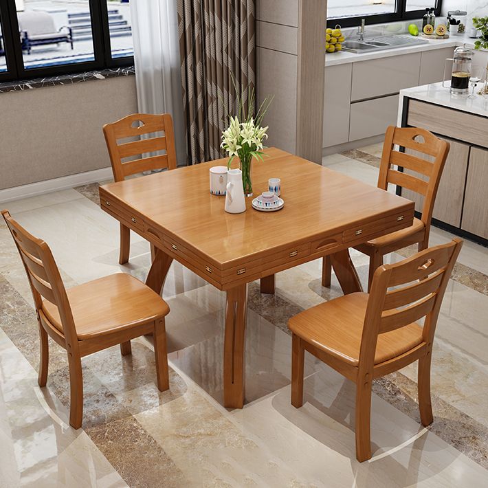Modern Rubberwood Dinner Table Round 4 Legs Drop-Leaf Table for Home Use Clearhalo ' dining_table' 'Dining Tables & Seating' 'Dining Tables' 'furn' 'furn_dining_table' 'Furniture' 'furniture_dining_table' 'Kitchen & Dining Furniture' 'kitchen&dining_furn' 'kitchen' 'kitchen_dining_table' 1200x1200_fba9b1b5-50f6-47ac-94ee-00e1ee2fc727