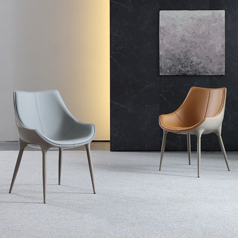 Minimalist Style Leather Dining Arm Chairs Solid Back Upholstered Chairs (Set of 2) Clearhalo ' kitchen&dining_furn' 'Dining Chairs' 'Dining Tables & Seating' 'dining_chair' 'furn' 'furn_dining_chair' 'Furniture' 'furniture_dining_chair' 'Kitchen & Dining Furniture' 'kitchen' 1200x1200_fba9bebf-ea22-4dfb-9f06-1d3fcb72bd35