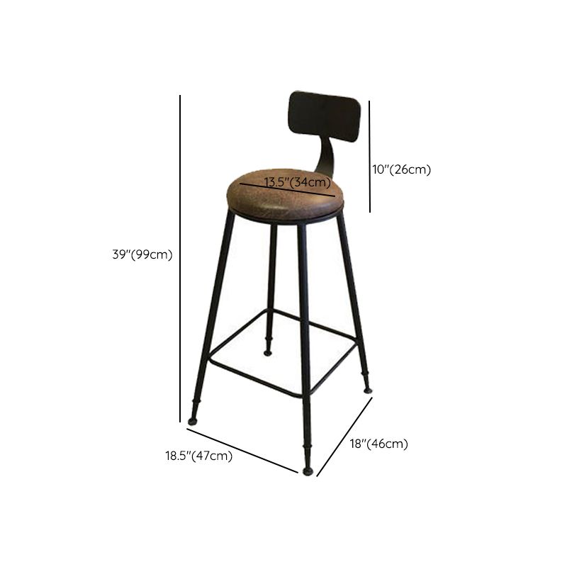 Tabouret de bar en métal de style industriel tabouret de bar sans bras avec base noire