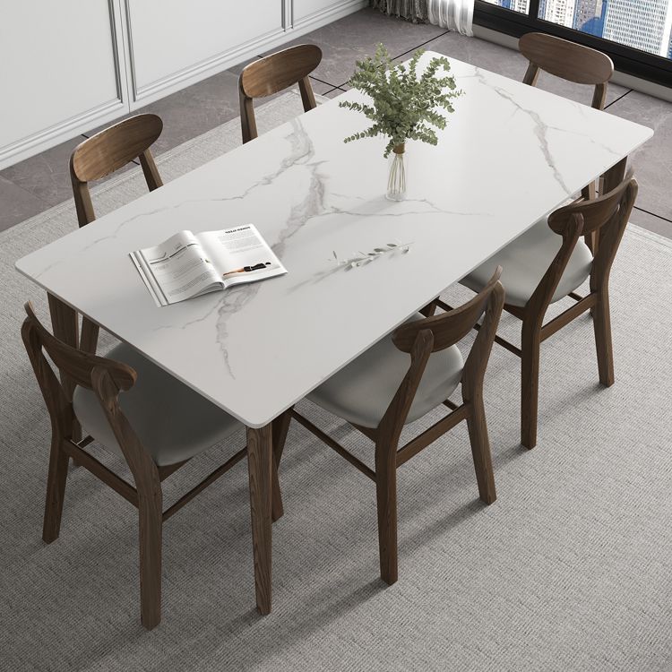 Modern 1/4/5/7 Pieces Furniture Stone Rectangle Dining Table Set in White Clearhalo 'Dining Room Sets' 'Dining Tables & Seating' 'dining_room_set' 'furn' 'furn_dining_room_set' 'Furniture' 'Kitchen & Dining Furniture' 1200x1200_fbaa1c1f-277a-4a38-a514-bd196433703d