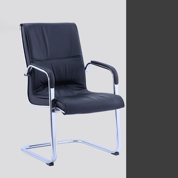 Contemporary PU Computer Chair Faux Leather and Chrome Frame Office Chair Clearhalo 'furn' 'furn_office_chair' 'Furniture' 'Office Chairs' 'Office Furniture' 'office_chair' 1200x1200_fbaf2a04-5d7d-4438-b3d4-e53d3d194b8c