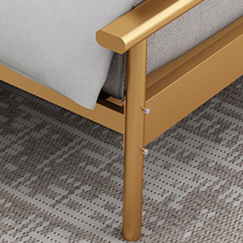 Glam Iron Slat Bed with Metal Legs and Rectangular Spindle Headboard