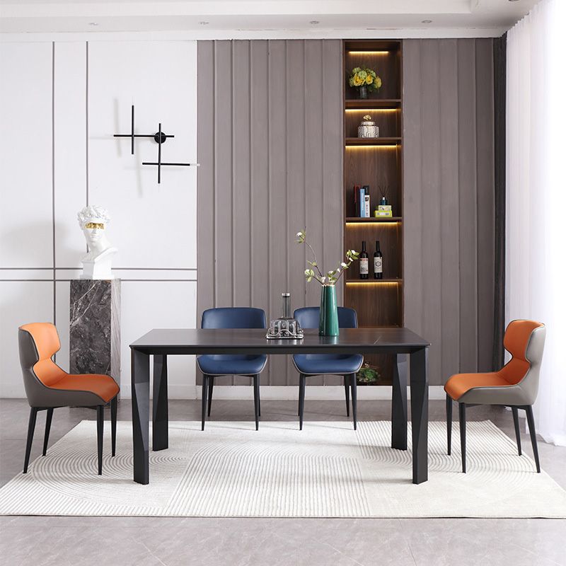 Industrial Dining Table Rectangle Stone Dinette Table in Black Clearhalo 'Dining Tables & Seating' 'Dining Tables' 'dining_table' 'furn' 'furn_dining_table' 'Furniture' 'Kitchen & Dining Furniture' 1200x1200_fbb055c9-4373-4bb5-978b-5c9466a7f8ed