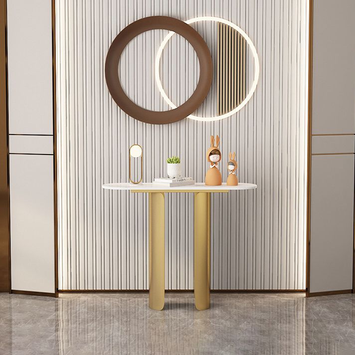 11,81 "W tavolo di accento console glam ovale di divano console di finitura antica