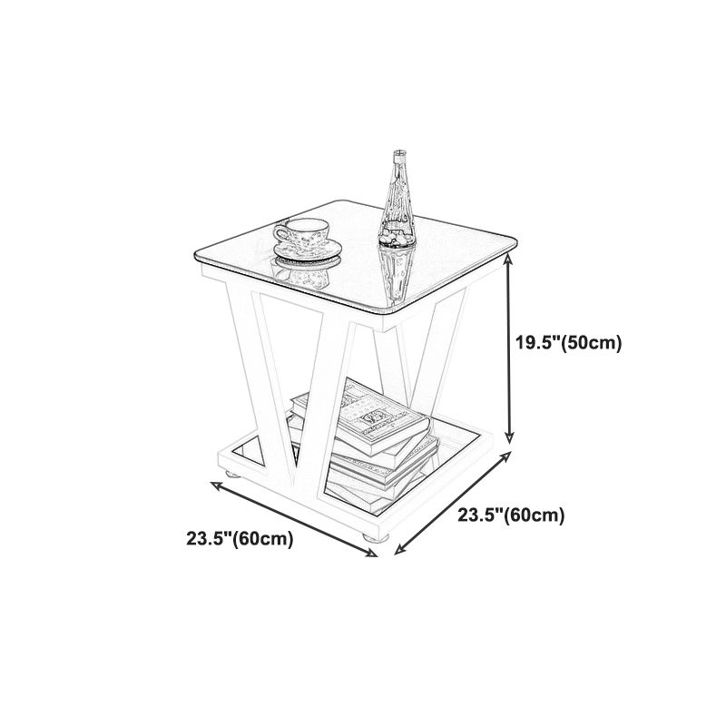 Modern Metal Frame 1 Coffee Table Black/White Square Glass Top Table Clearhalo 'Coffee & Accent Tables' 'Coffee Tables' 'coffee_tables' 'furn' 'furn_coffee_tables' 'Furniture' 'furniture_coffee_tables' 'Living Room Furniture' 1200x1200_fbb151ba-d944-4614-83bd-e42850357046