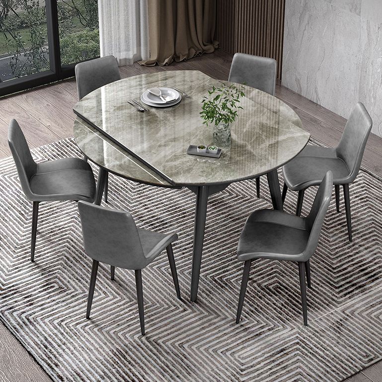Round Extendable Stone Dining Site Table Contemporary 51.2'' Dinette Table Clearhalo ' dining_table' 'Dining Tables & Seating' 'Dining Tables' 'furn' 'furn_dining_table' 'Furniture' 'furniture_dining_table' 'Kitchen & Dining Furniture' 'kitchen&dining_furn' 'kitchen' 'kitchen_dining_table' 1200x1200_fbb2ce04-f2d2-4751-bd40-107cf4d28466
