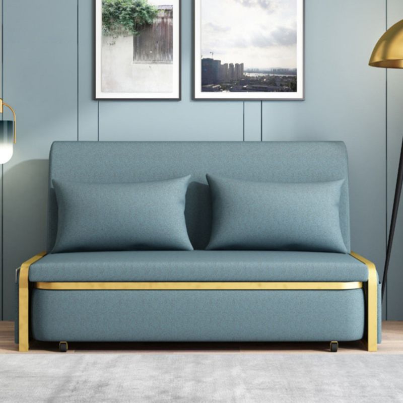 Green Sleeper Sofa Glam Style Foldable Faux leather Sofa Bed