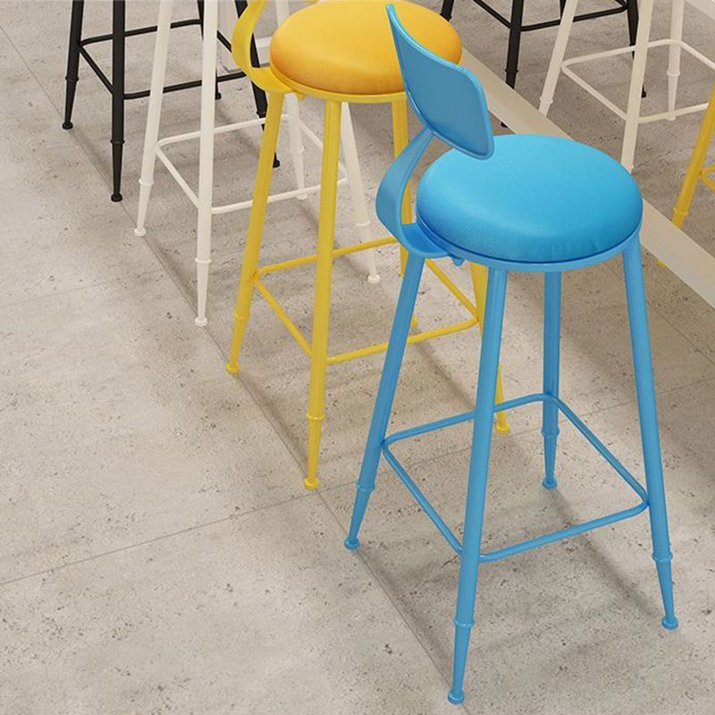 Nordic Armless Backrest Counter Stool Iron Bar Stool with Cushion and Pedal for Cafe Clearhalo 'Bar Furniture' 'Bar Stools' 'bar_stools' 'furn' 'furn_bar_stools' 'Furniture' 'Kitchen & Dining Furniture' 1200x1200_fbb331ea-0e04-4575-b1ae-28f18c8e6b09