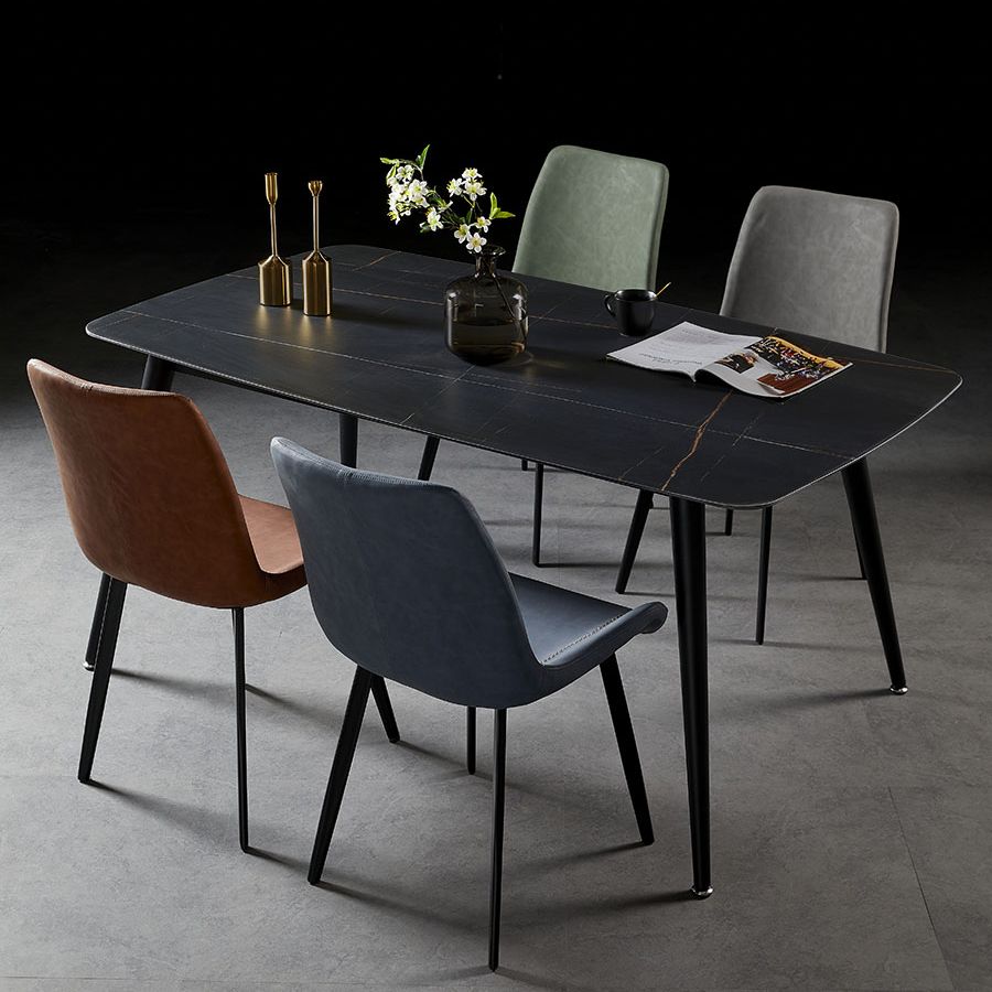Industrial Design Solid Back Dining Side Chair Leather Arm Dining Side Chair Clearhalo ' kitchen&dining_furn' 'Dining Chairs' 'Dining Tables & Seating' 'dining_chair' 'furn' 'furn_dining_chair' 'Furniture' 'furniture_dining_chair' 'Kitchen & Dining Furniture' 'kitchen' 1200x1200_fbb4a177-6dac-4cd9-bb22-0a7826f5fea9