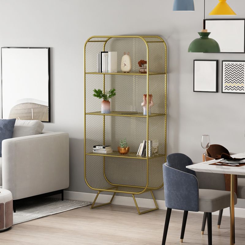 Glam Metal Bookshelf Standard Book Shelf for Home Office 11.8" Wide Clearhalo 'Bookcases' 'furn' 'furn_bookcases' 'Furniture' 'Office Furniture' 1200x1200_fbb4b09e-f3b2-42ec-bdc7-b43067c82461