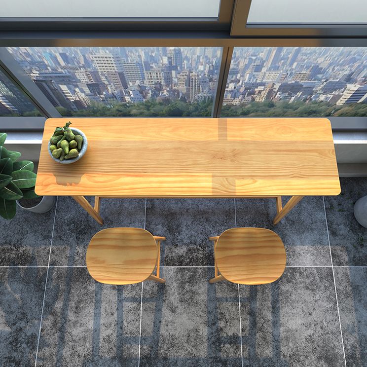 Modern Rectangle Bar Dining Table Wood Bar Height Table with Trestle Base in Brown Clearhalo 'Bar Furniture' 'Bar Tables' 'bar_tables' 'furn' 'furn_bar_tables' 'Furniture' 'furniture_bar_tables' 'Kitchen & Dining Furniture' 'kitchen&dining_furn' 'kitchen' 1200x1200_fbb5544b-b142-4d86-9c37-83f84ae8b954