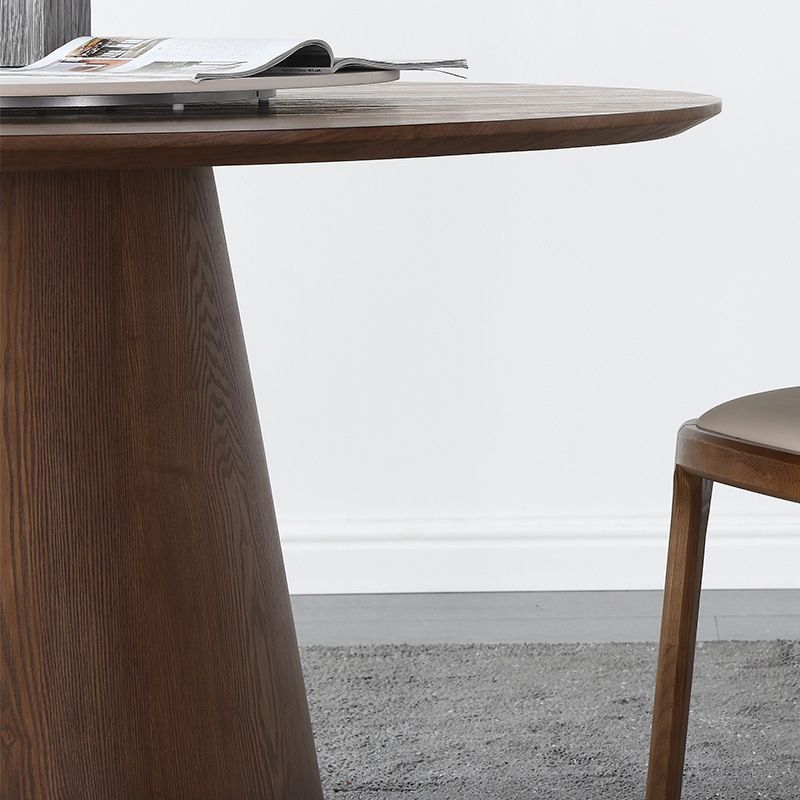 Tavolo da pranzo in pietra sinterizzato marrone rotondo mobili moderni convertibili con base di piedistallo