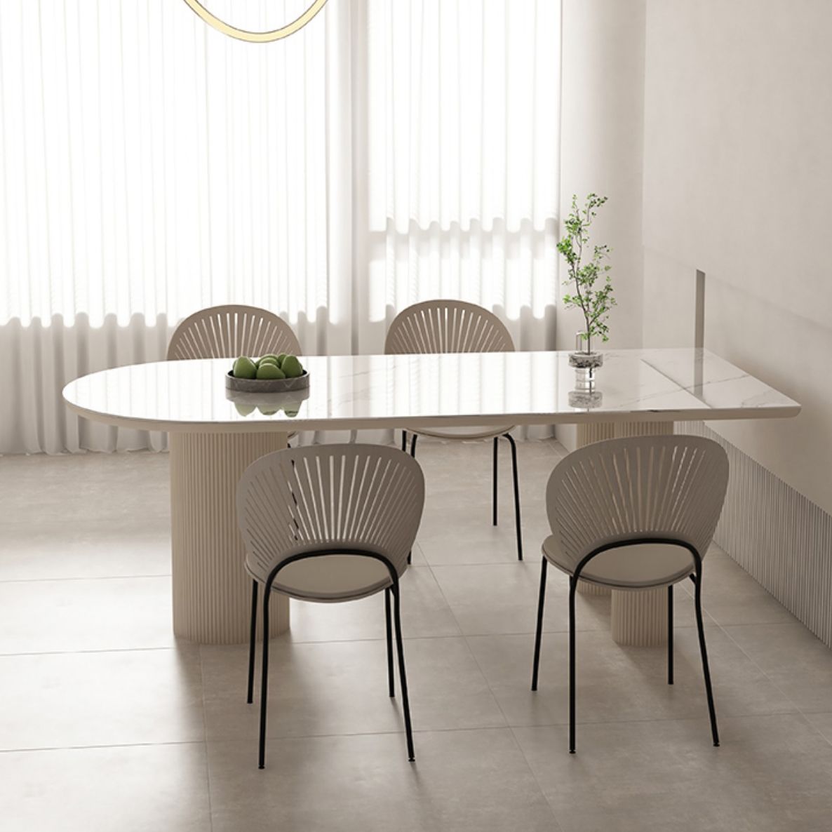 Slate and Metal Table Modern Minimalist Home White Dining Table