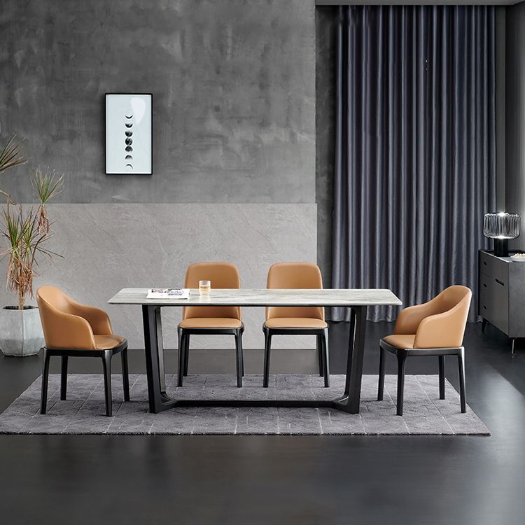 Ensemble de table rectangulaire en pierre agglomérée de style moderne, ensemble de salle à manger 1/4/5 pièces