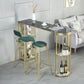 Marble Indoor Glam Bar Dining Table Gold Iron Double Pedestal Bistro Table with Shelve Clearhalo 'Bar Furniture' 'Bar Tables' 'bar_tables' 'furn' 'furn_bar_tables' 'Furniture' 'furniture_bar_tables' 'Kitchen & Dining Furniture' 'kitchen&dining_furn' 'kitchen' 1200x1200_fbb91adf-95c4-46a2-80b1-d3f382caecd3