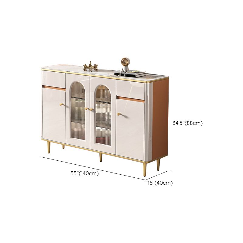 Scheda laterale in pietra bianca in stile glam con gambe dorate