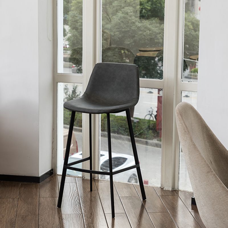 Industrial Leather Iron Counter Stools Low Back Bar Stools with Footrest Clearhalo 'Bar Furniture' 'Bar Stools' 'bar_stools' 'furn' 'furn_bar_stools' 'Furniture' 'furniture_bar_stools' 'Kitchen & Dining Furniture' 1200x1200_fbba8d7b-841a-42c6-8d34-938ad79f5dd3