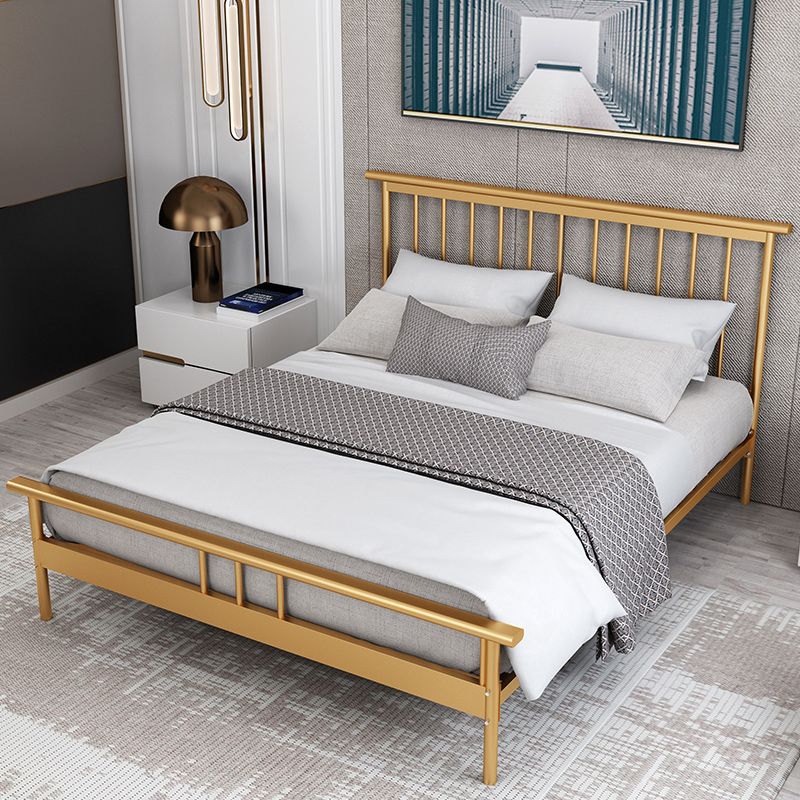 Modern Metal Folding Bed Rectangular Open-Frame Bed with Headboard