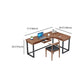 L-Form Solid Pine Writing Table Industrial Home Working Table