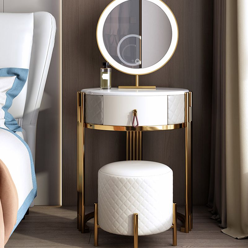 Luxurious Metal Vanity Table in Gold/Silver Stone Top Makeup Desk