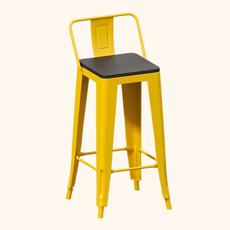 Yellow Iron Wood Bar Stool Industrial Style Low Back 29.53" Counter Stool with Square Seat Clearhalo 'Bar Furniture' 'Bar Stools' 'bar_stools' 'furniture_bar_stools' 'Kitchen & Dining Furniture' 'kitchen&dining_furn' 'kitchen' 'kitchen_furn' Furniture' 1200x1200_fbbb7c61-52e4-4bc4-8ef4-543a39f9c2f4