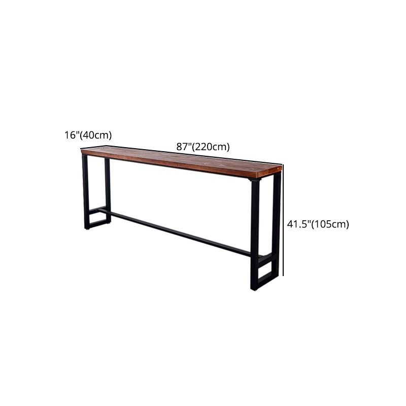 Brown Trestle Industrial Cocktail Bar Table Rectangle Footrest Indoor Bar Wine Table Clearhalo 'Bar Furniture' 'Bar Tables' 'bar_tables' 'furn' 'furn_bar_tables' 'Furniture' 'furniture_bar_tables' 'Kitchen & Dining Furniture' 1200x1200_fbbf5884-4983-4522-be47-962c5ba0547d