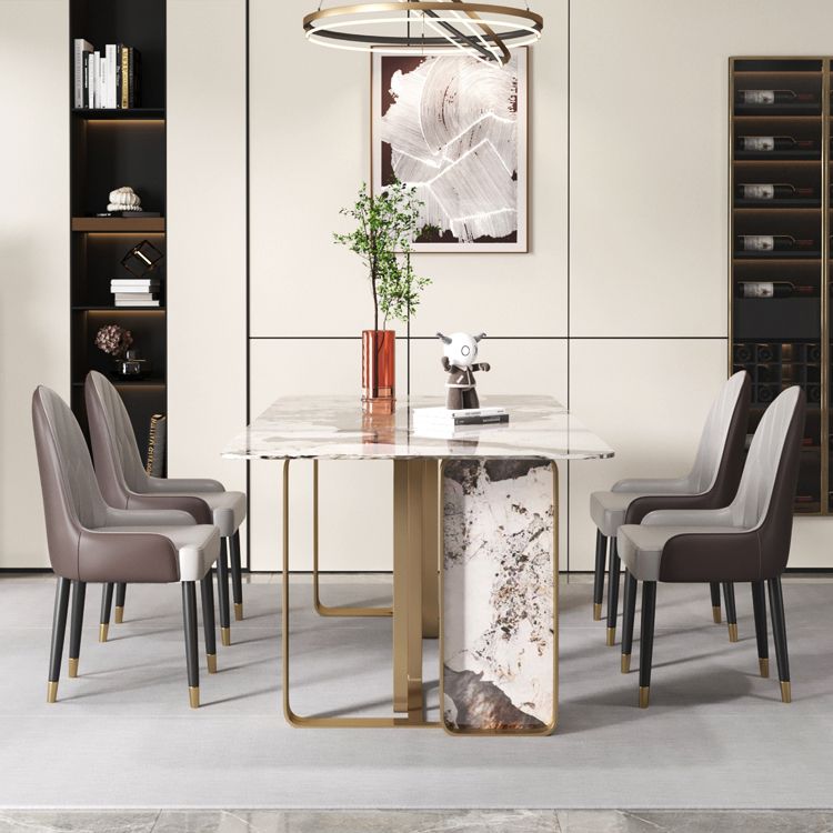 Rectangle Stainless Steel Dining Site Table Traditional Luxury Dinette Table for Home Clearhalo ' dining_table' 'Dining Tables & Seating' 'Dining Tables' 'furn' 'furn_dining_table' 'Furniture' 'furniture_dining_table' 'Kitchen & Dining Furniture' 'kitchen&dining_furn' 'kitchen' 'kitchen_dining_table' 1200x1200_fbc11e04-2d30-4768-834e-46fd26df2555