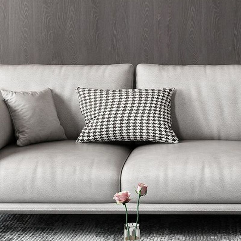 Nordic Square Arm Faux Leather Living Room Pillows Stationary Sofa Chaise