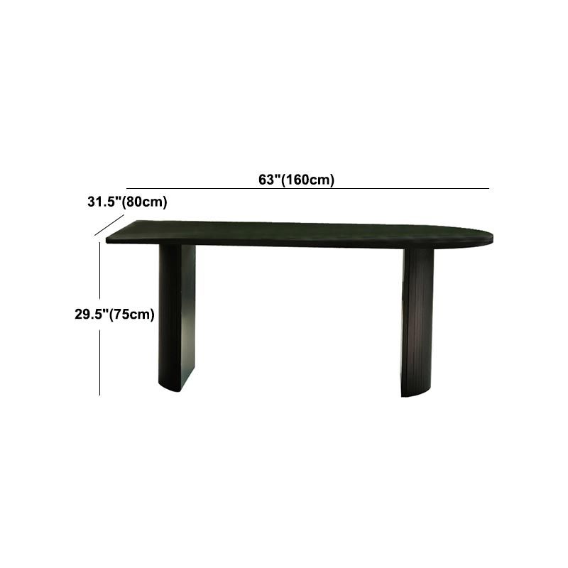 Free Form Black Dining Table Wood Table Contemporary with Double Pedestal