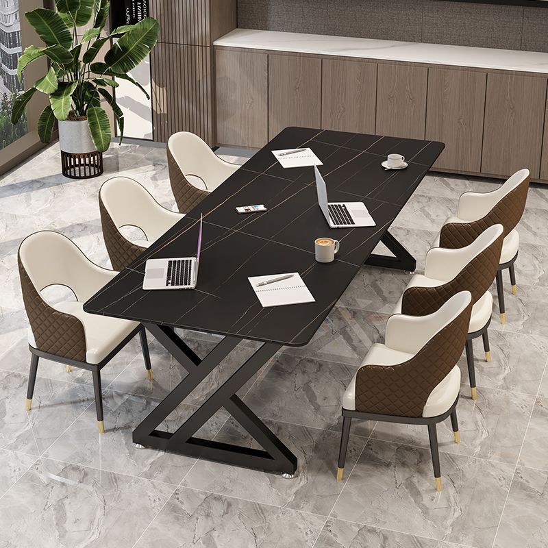 Bureau de bureau rectangulaire de style moderne Bureau de base de traîneau en pierre fritté