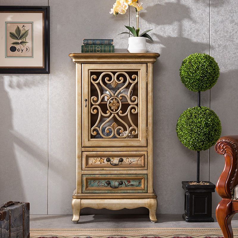 47。2 "高さの悩みのある木材サイドキャビネット2-引き出し1-ドア収納キャビネット